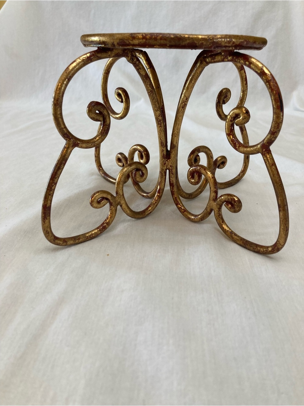 Gold and Red Pillar Candle Holder Metal